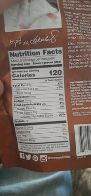 Brownie brittle, chocolate chip - Nutrition facts