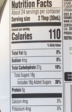 Organic Syrup - Nutrition facts