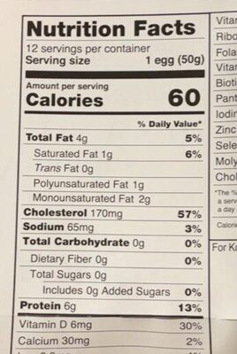 Egglands Best Organic Grade A Large Brown Eggs - Nutrition facts