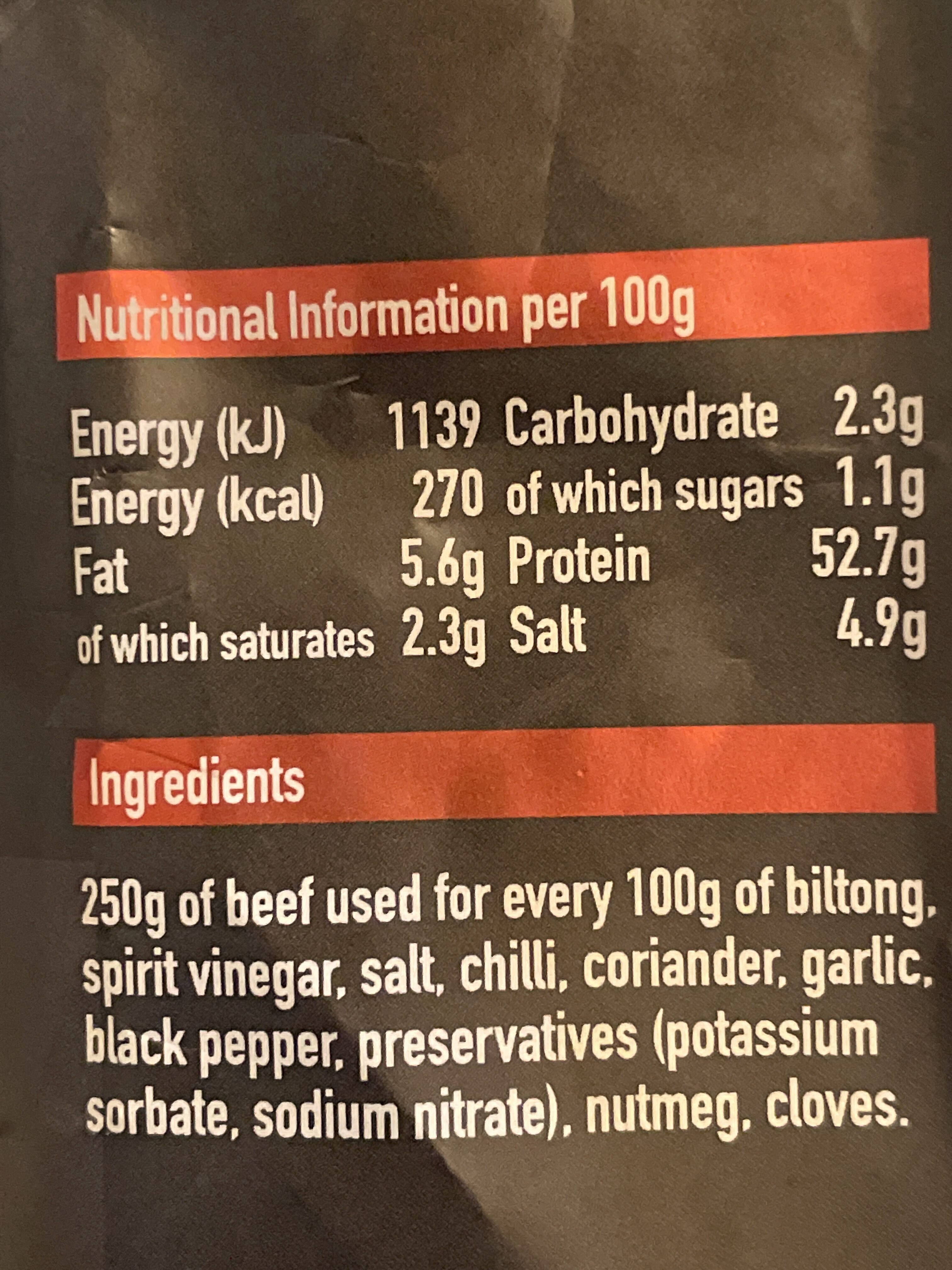 Biltong red hot chilli - Ingredients