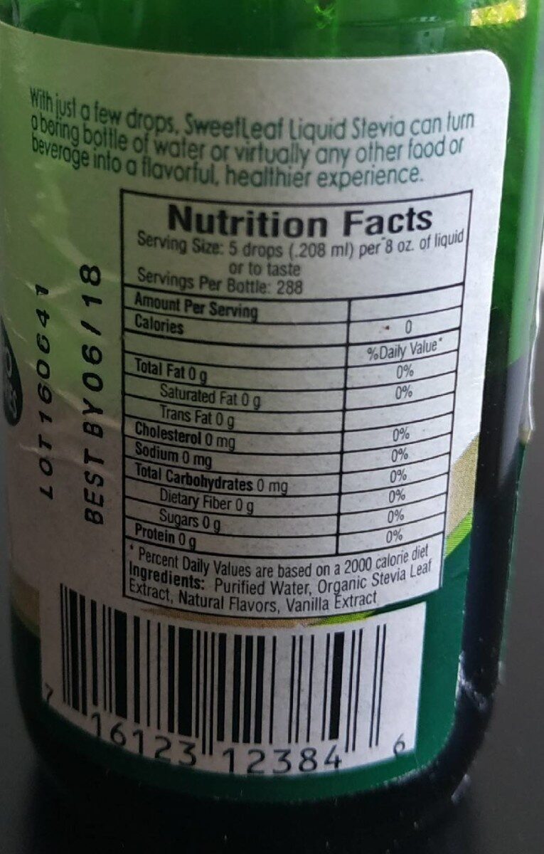 Sweetener - Nutrition facts