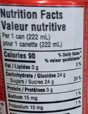 Coca-cola - Tableau nutritionnel
