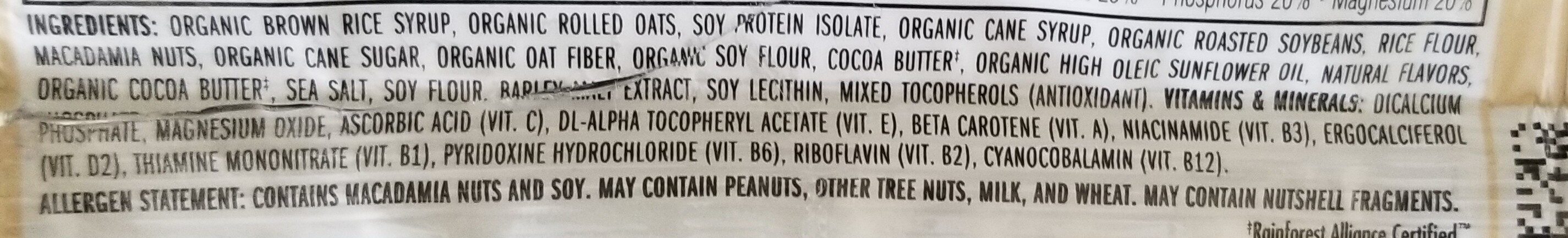 White chocolate macadamia nut bar ozs - Ingredients