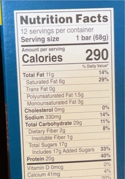 Cliff builders protein bars - Nutrition facts