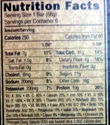 Chocolate chip peanut crunch - Nutrition facts