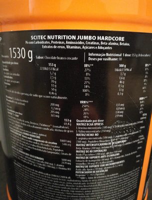 Jumbo Hardcore 1.53KG Scitec (chocolat Blanc) - Ingredients - fr