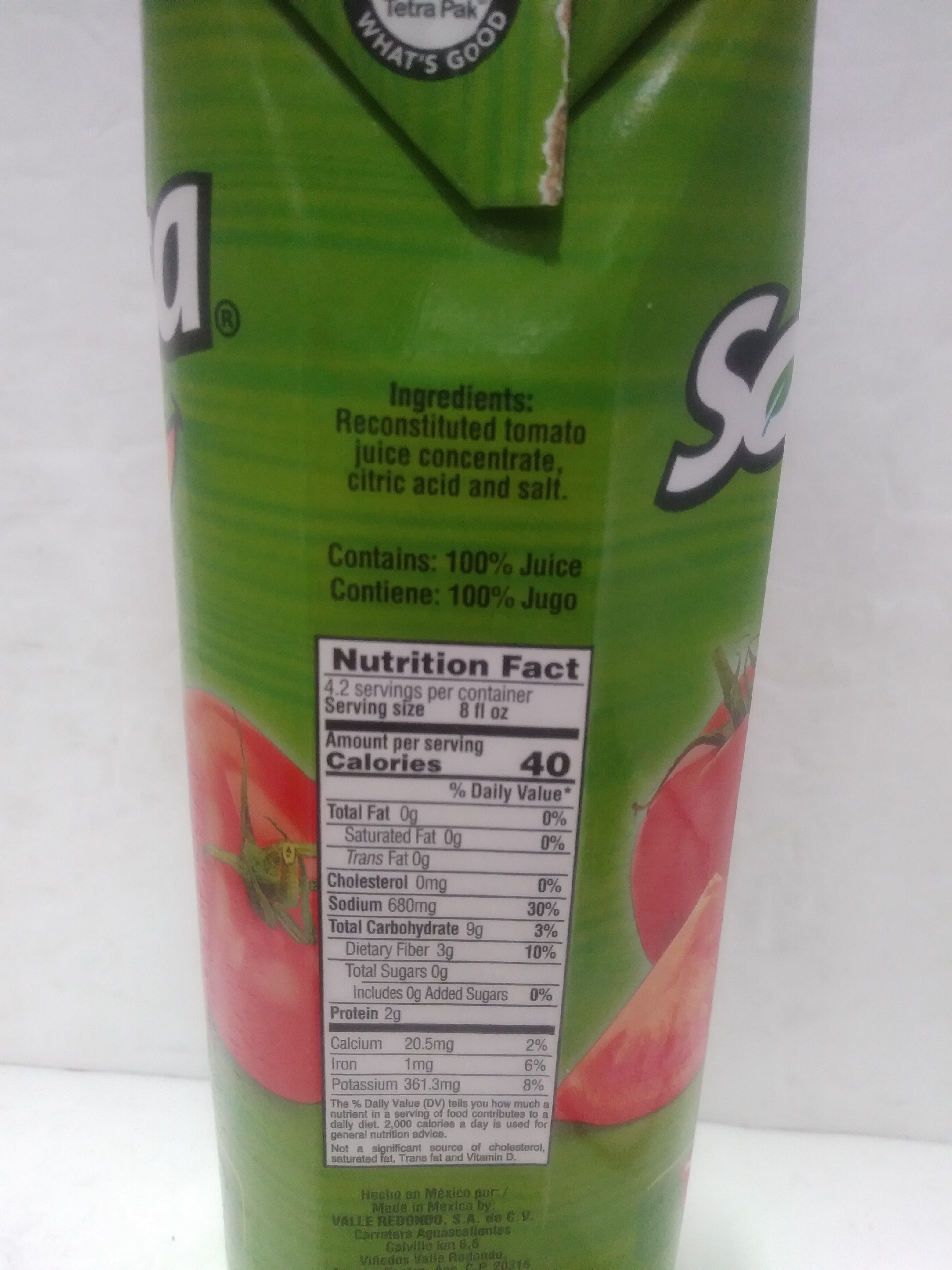 Tomato Juice - Nutrition facts