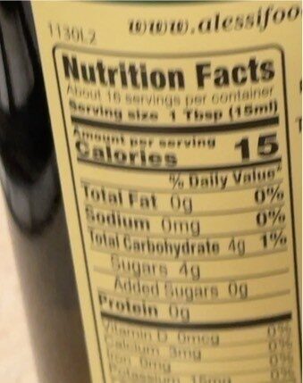 White Balsamic Vinegar - Nutrition facts