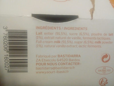 Ibaski - Ingredients - fr