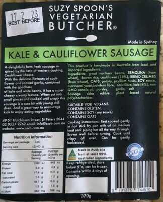 Kale and Cauliflower Sausage - Produkt - en