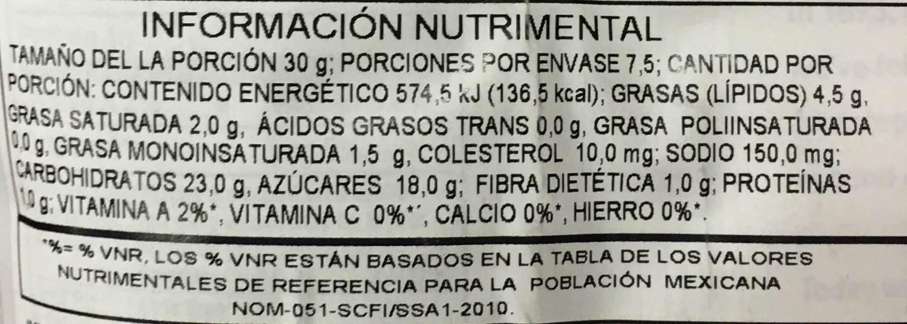 Just the Caramel Corn - Información nutricional