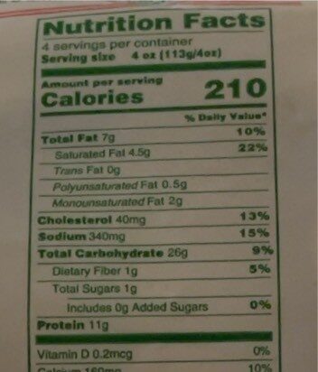 Spinach and cheese ravioli - Nutrition facts