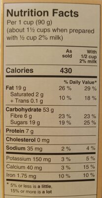 Marvellous Maple Pecan Morning Crisp - Nutrition facts