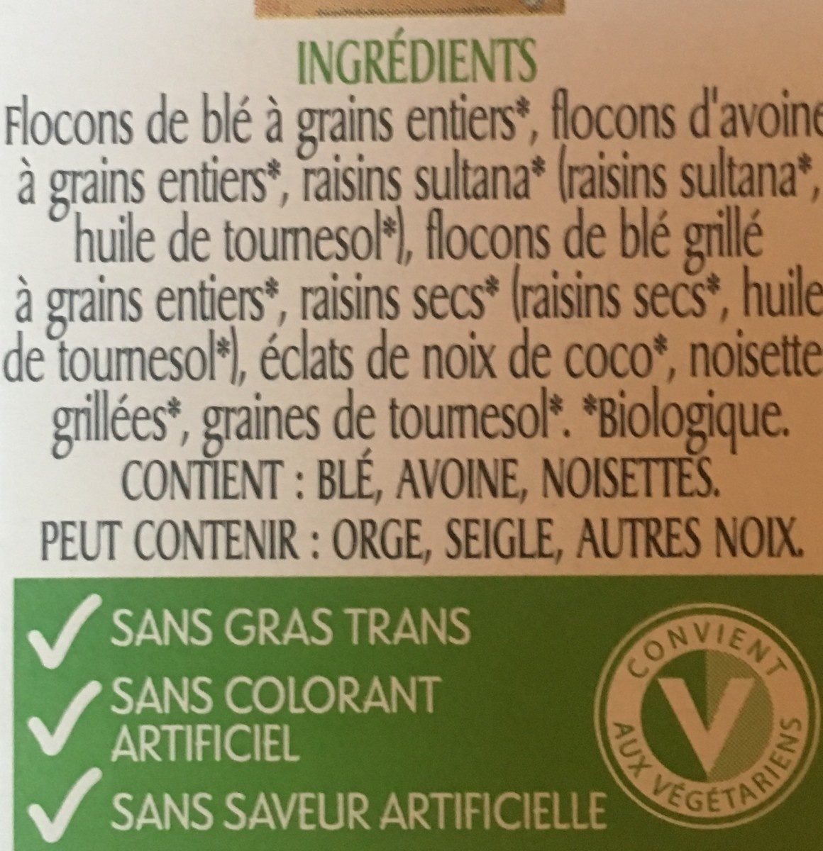 Muesli Matin Biologique - Ingredients - fr