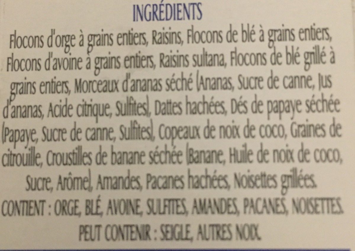 Céréales Supreme Muesli - Ingrédients