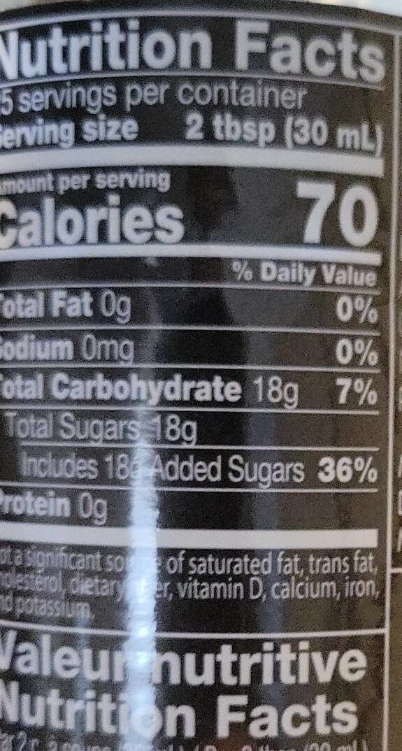 white chocolate syrup - Nutrition facts