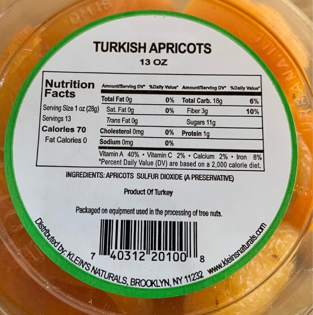 Turkish apricots - Nutrition facts
