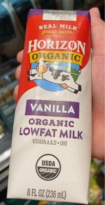 Calories in  Vanilla Organic Lowfat Milk
