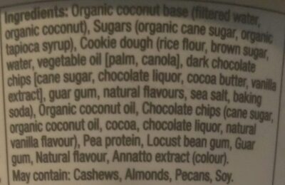 Cookie Dough Coconut Non-Dairy Frozen Dessert - Ingredients