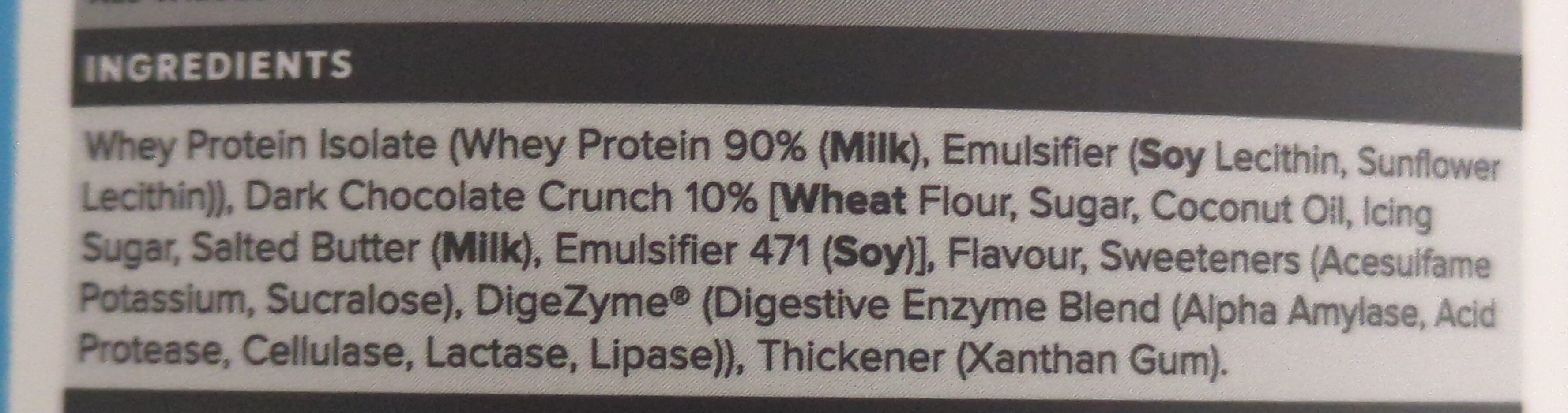 Protein - Cookies and Cream - Ingredients