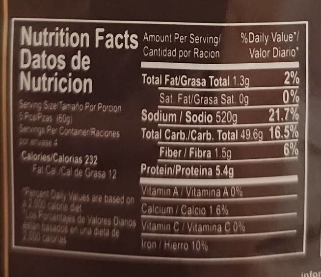 Tostadas Guadalajara - Nutrition facts