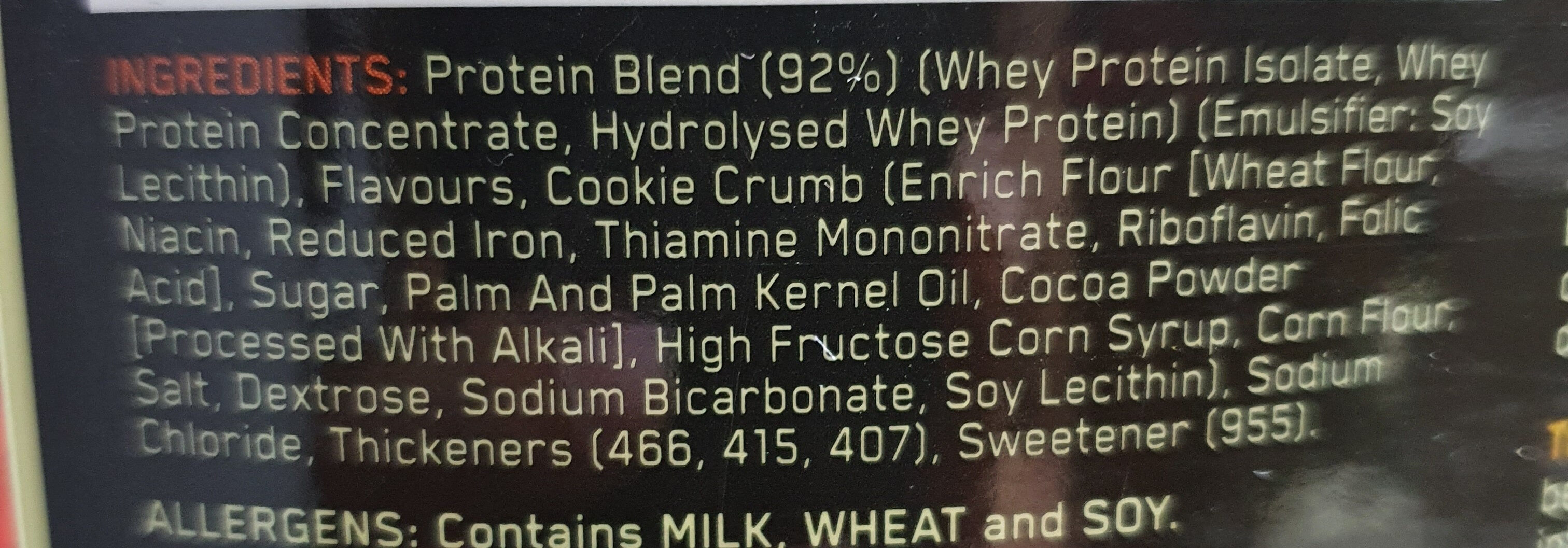 ON Gold Standard 100% Whey Protein - Ingredients