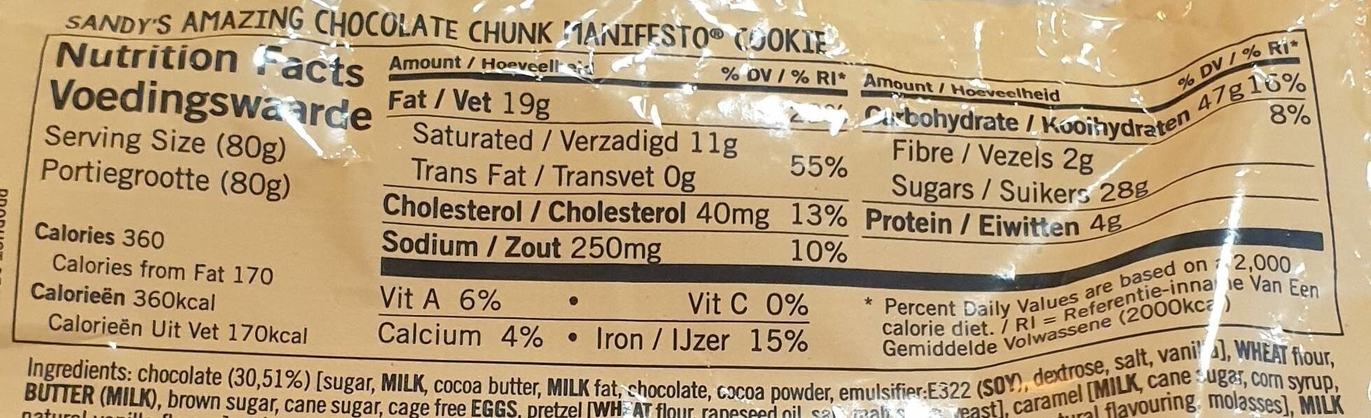cookie chocolat - Nutrition facts - fr