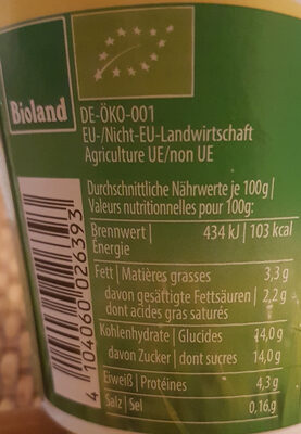 Bio-Jogurt mild - Vanille - Nährwertangaben