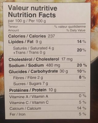 Pizza 4 fromages - Nutrition facts - fr
