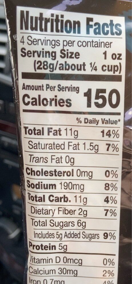 Nuts sweet & savory bar mix - Nutrition facts