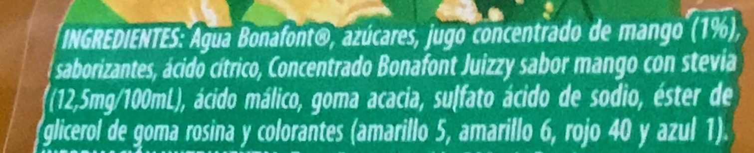 Bonafont Juizzy sabor Mango - Zutaten - es