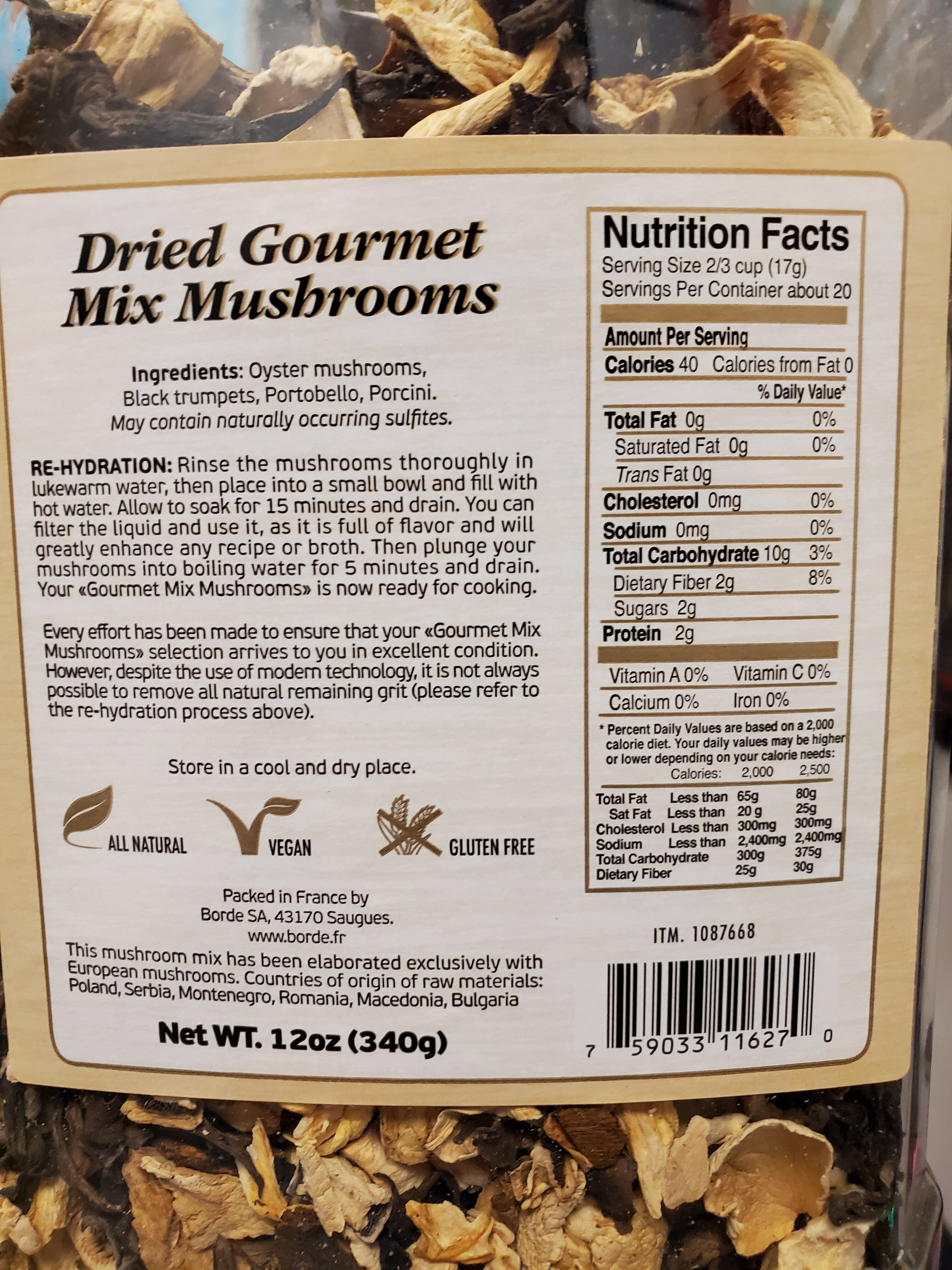 Dried Gourmet Mix Mushrooms - Ingredients