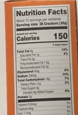 Cheesters crackers - Nutrition facts