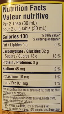 Golden Corn Syrup - Tableau nutritionnel - en