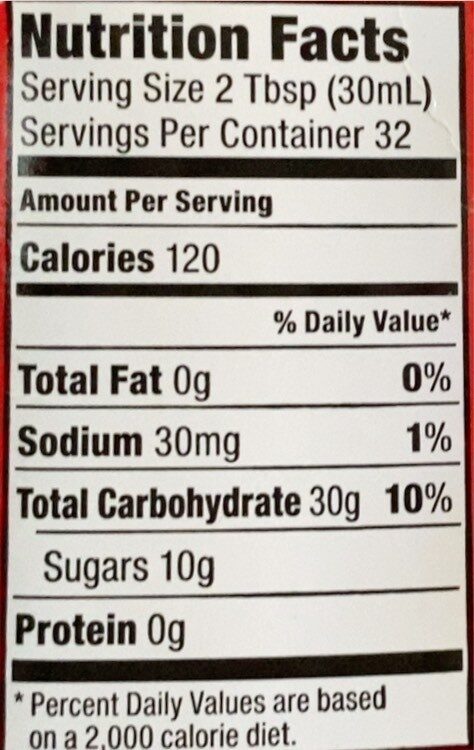 Light corn syrup with real vanilla - Nutrition facts