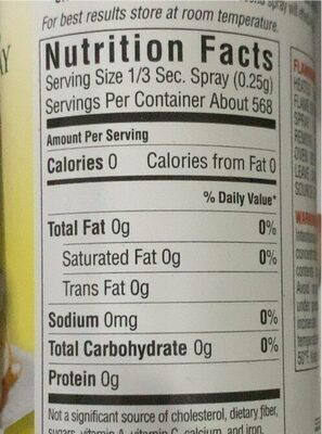 Canola cooking spray - Nutrition facts