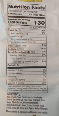 Kale chips - Nutrition facts