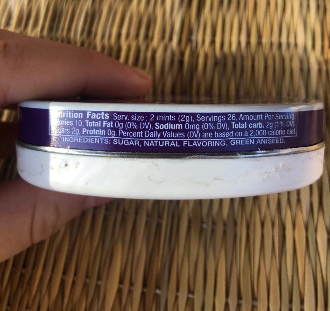 Boite ovale violette usa - Información nutricional