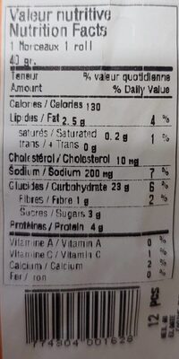 Mini egg rolls round - Nutrition facts - fr