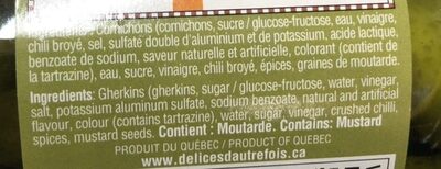 Cornichons sucrés - Ingredients