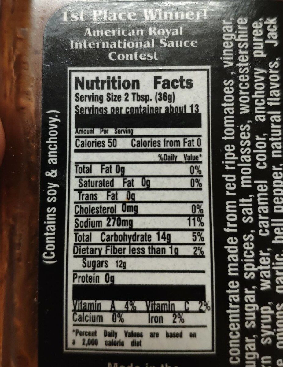 Barbecue sauce - Tableau nutritionnel