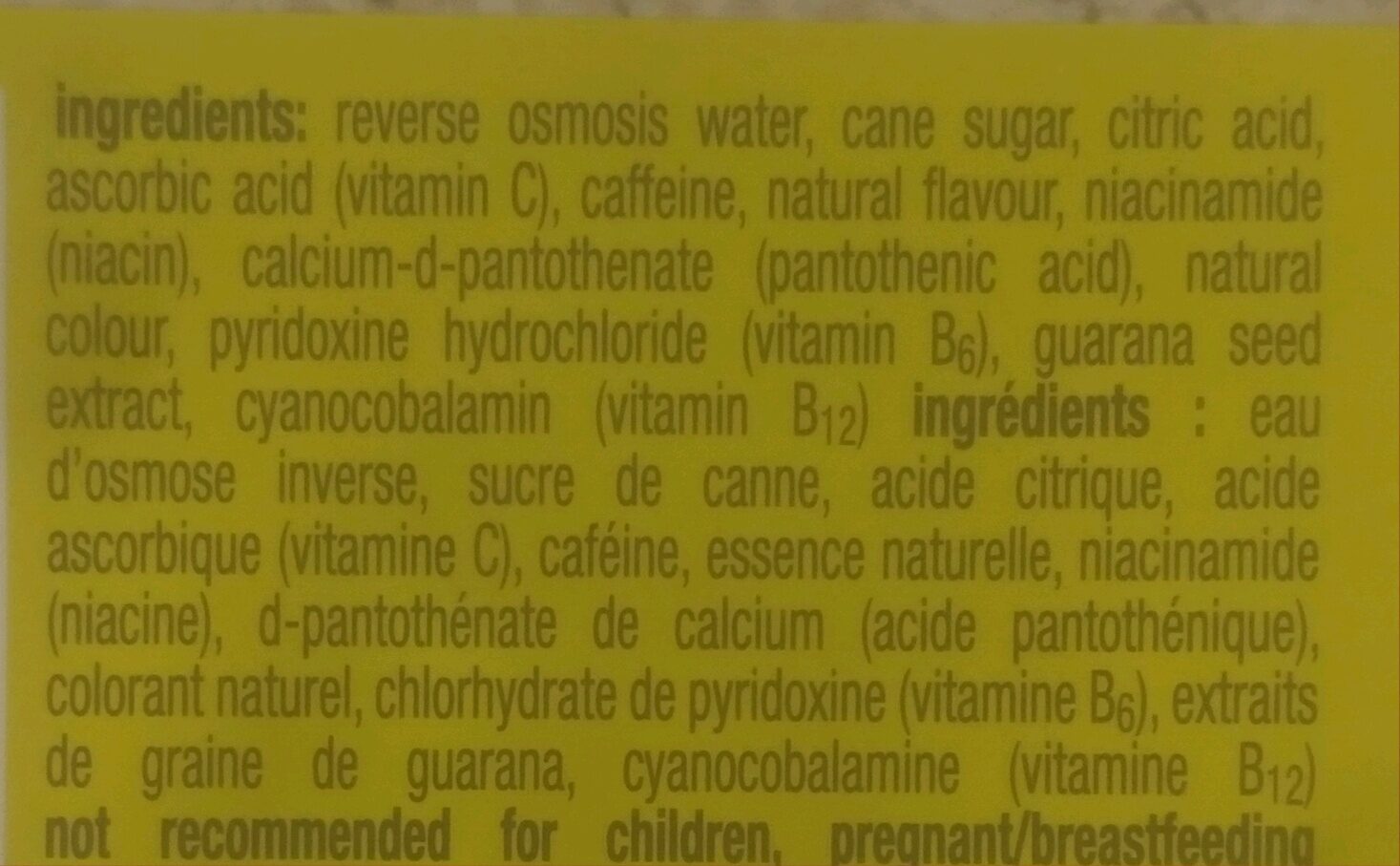 Energy Tropical Citrus VitaminWater - Ingrédients
