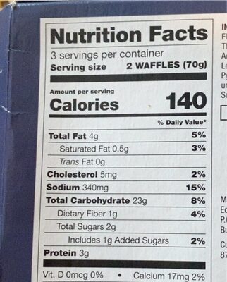 Buttermilk waffles - Nutrition facts