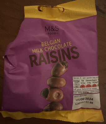 Belgian Milk Chocolate Raisins - Product