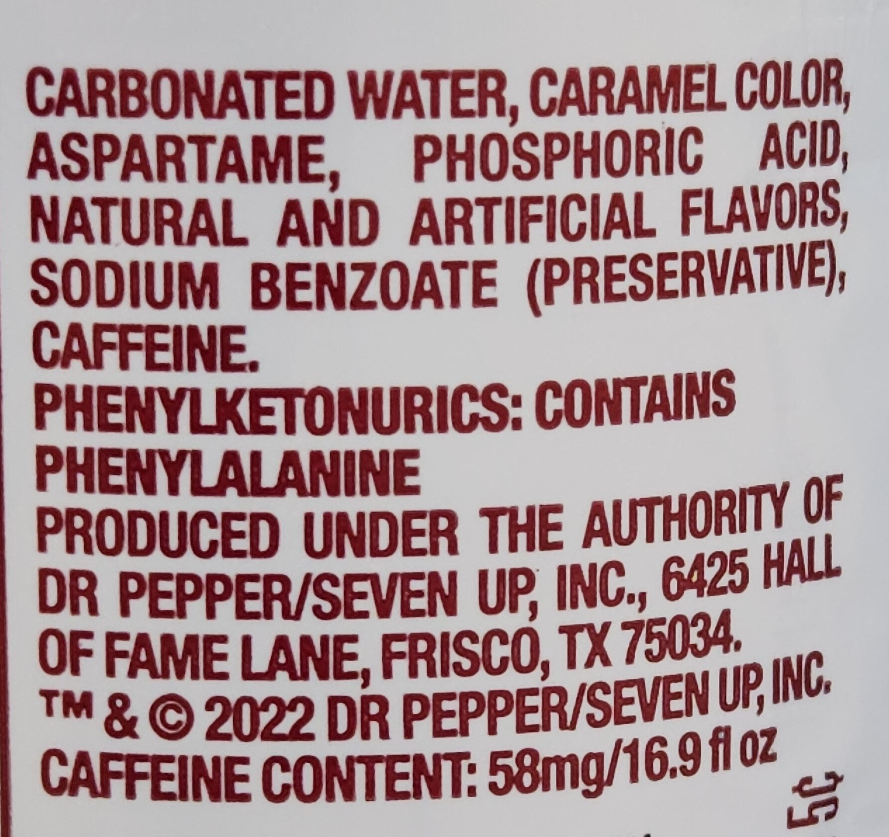 Diet Dr Pepper - Ingredients