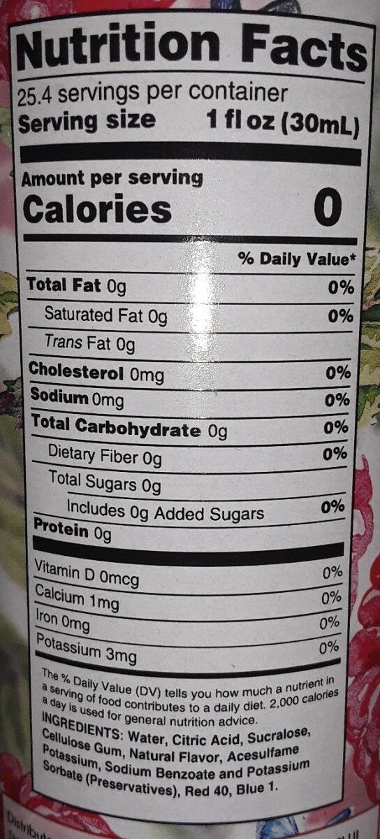 Skinny Syrup- Raspberry - Nutrition facts - fr