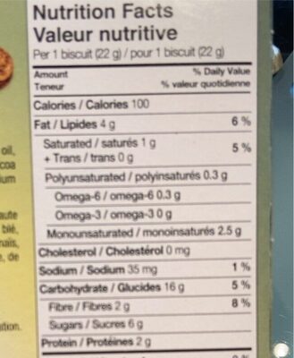 Vitalday. Chocolate breakfast buscuits - Nutrition facts - fr