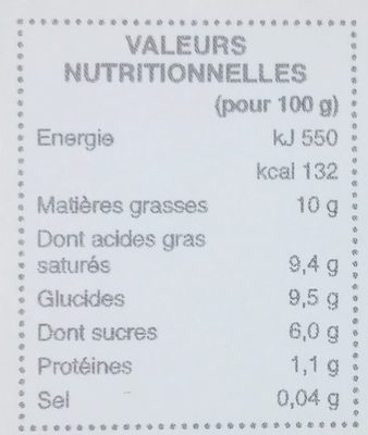 Dessert vegetal myrtilles - Información nutricional - fr