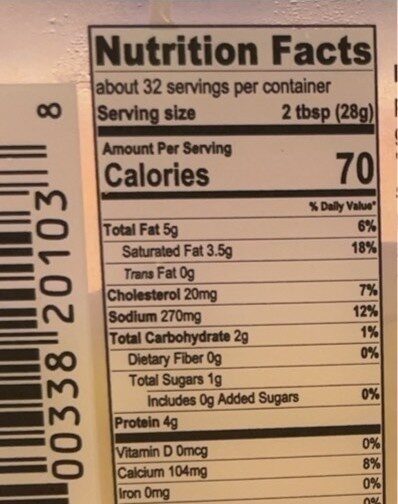 Original cheese dip - Nutrition facts