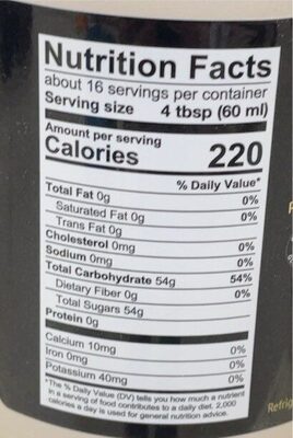 Maple Syrup - Nutrition facts
